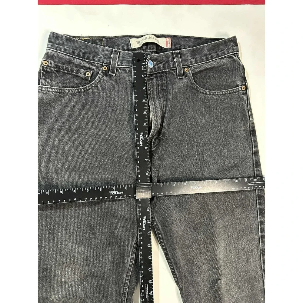 Levi's 505 Regular Fit Jeans Mens 34x32 Gray Black‎ Stonewash Denim Made in...